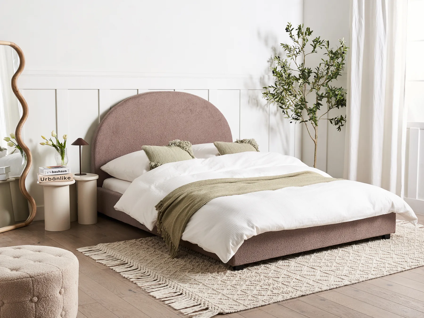Waterbed Boucle VAUCLUSE 140 x 200 cm (EU Double) Taupe_977344
