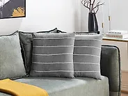 Set med 2 prydnadskuddar MILAS 50 x 50 cm Linne Grå Randigt_1183842