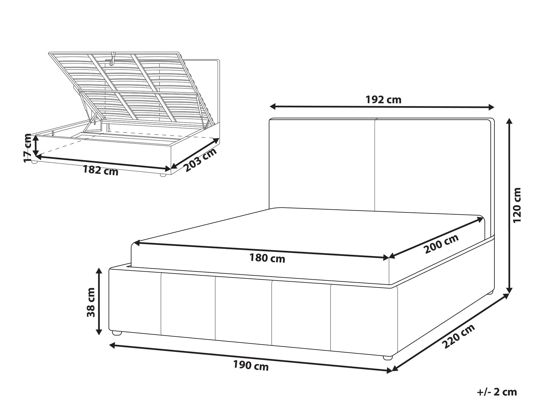 Ottoman Bed CASTELNAVET Fabric Taupe 180 x 200 cm (EU Super King)_972960