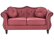 Sofa 2 Seater SKIEN II Velvet Dark Red_1171130
