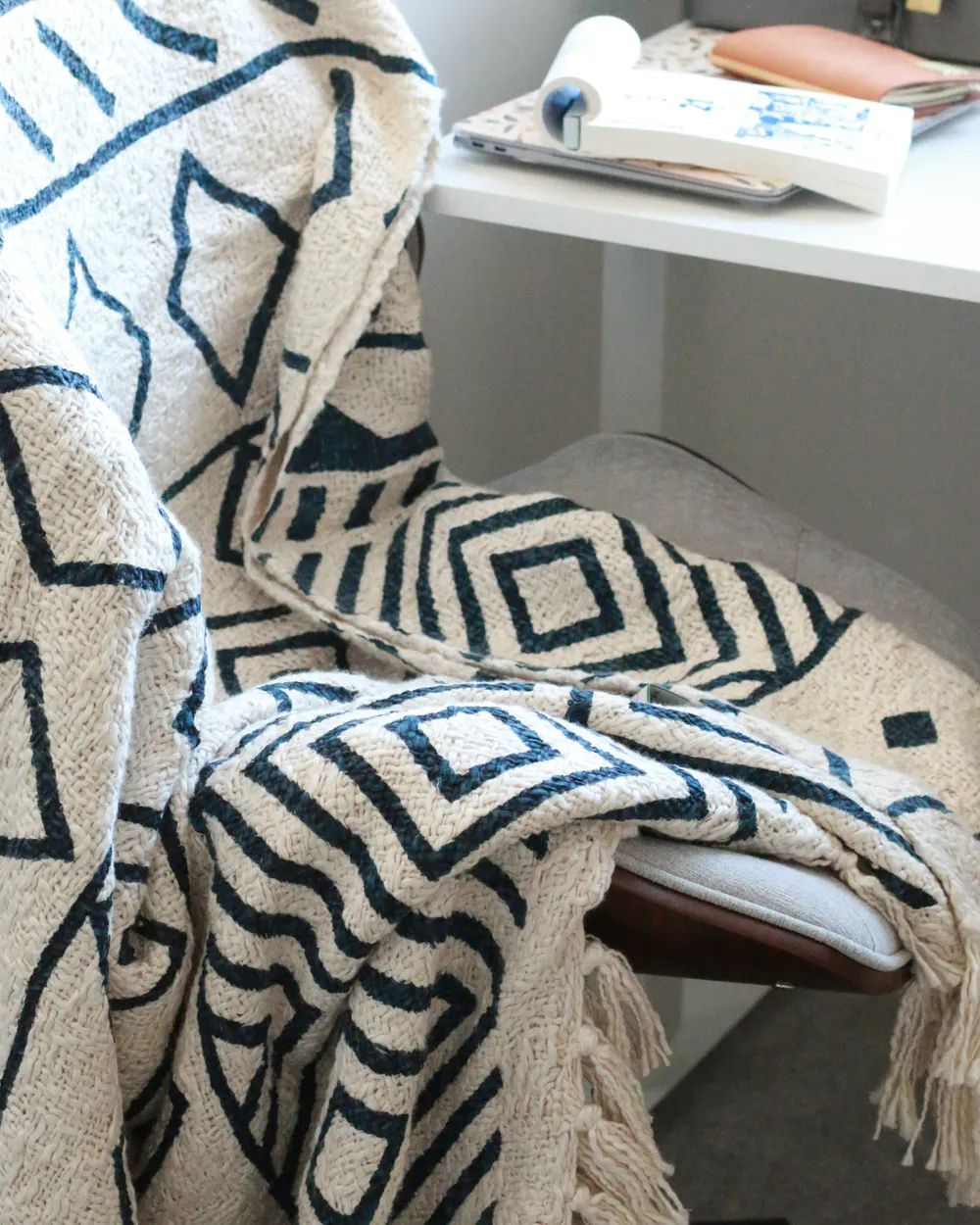 Pläd NAJUY Bomull 200 x 220 cm Beige_983310