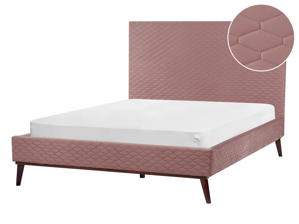 Bed Velvet BAYONNE 140 x 200 cm (EU Double) Pink