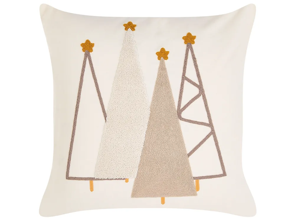 Koristetyynysetti 3 kpl NOLIA 30 x 50 cm 45 x 45 cm Puuvilla Valkoinen Joulukuvio_1164644