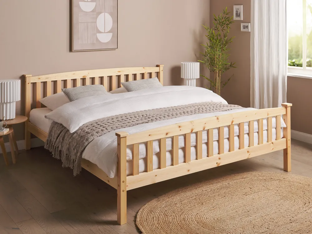 Bed Pine Wood GIVERNY 180 x 200 cm (EU Super King) Light Brown