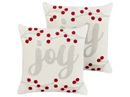 Set med 2 prydnadskuddar PRALINE 45 x 45 cm Sammet Vit Julmotiv_947065