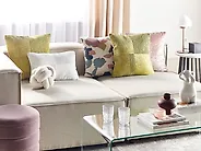 Set of 2 Decorative Cushions MILLET 43 x 43 cm Corduroy Olive Green Geometric Pattern_1184663