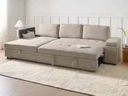 Kulmavuodesohva 3-istuttava HRISEY säilytystila Keinopellava Beige Oikea_1033393