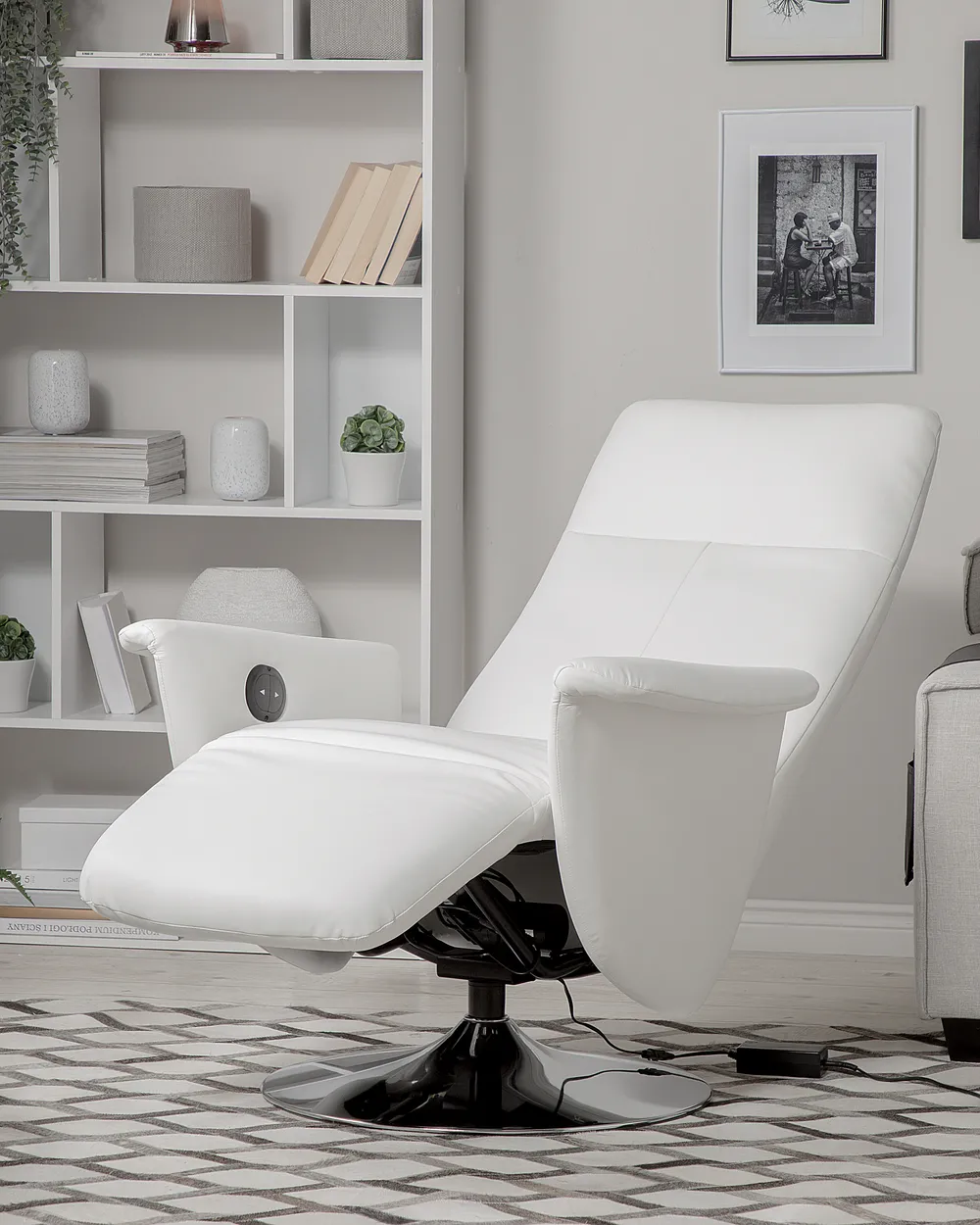 Recliner Chair PRIME with Footrest Faux Leather White