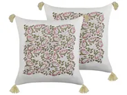 Set of 2 Decorative Cushions CARISSA 45 x 45 cm Cotton Multicolour Floral Pattern_839386