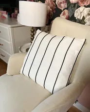 Set med 2 prydnadskuddar MILAS 50 x 50 cm Linne Svart/ Vit Randigt_1041732