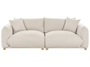 Sofa 3 Seater LUVOS Fabric Light Beige_885541