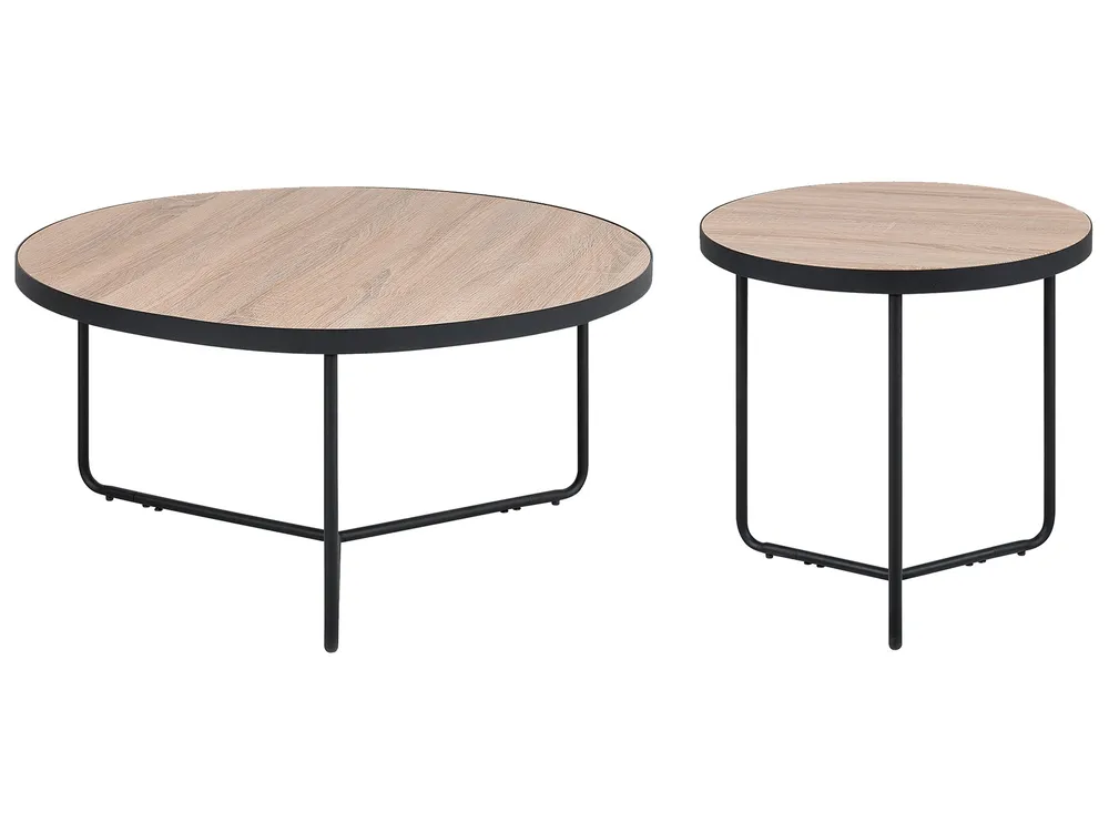 Set of 2 Coffee Tables MELODY Light Brown