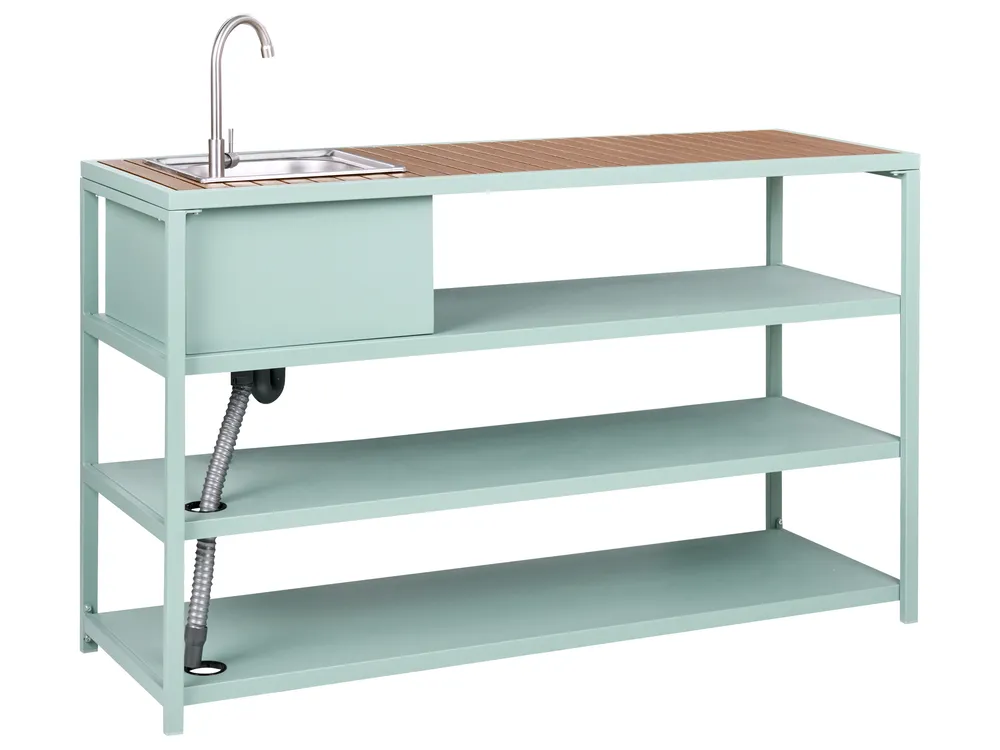 Outdoor Kitchen Island with Sink AVETRANA Light Green Metal_1079317