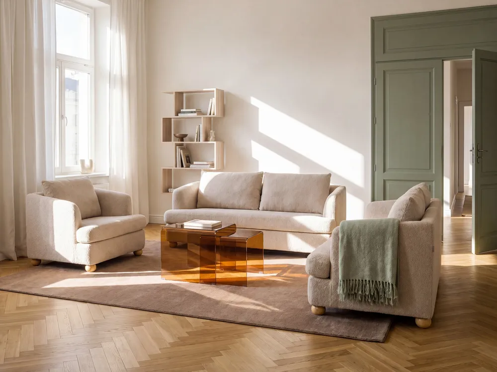 Soffa 3-sits RATTVIK Bouclé Beige_1066795