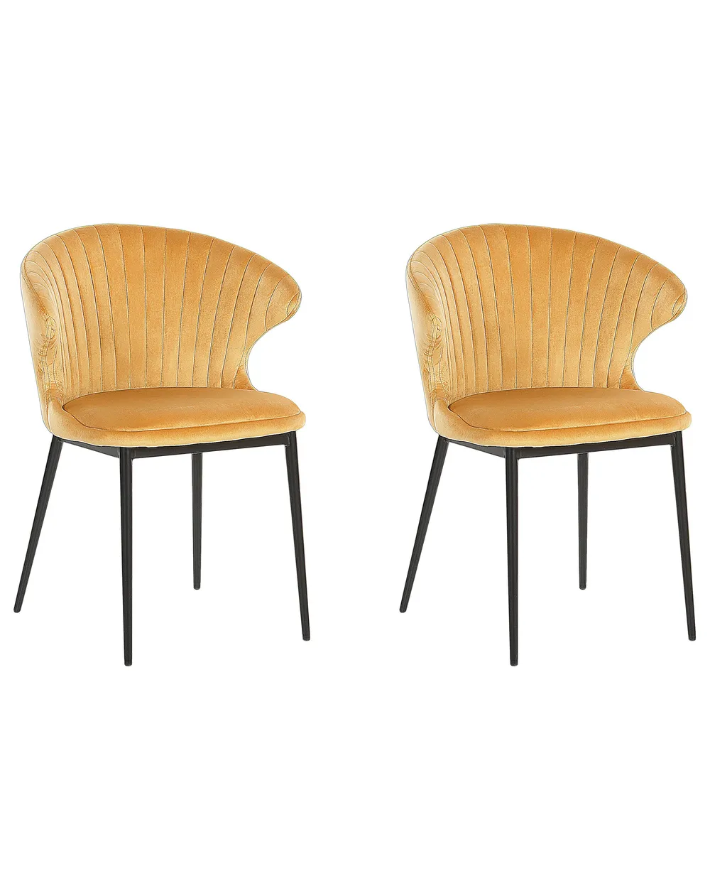 Set of 2 Dining Chairs AUGUSTA Velvet Mustard