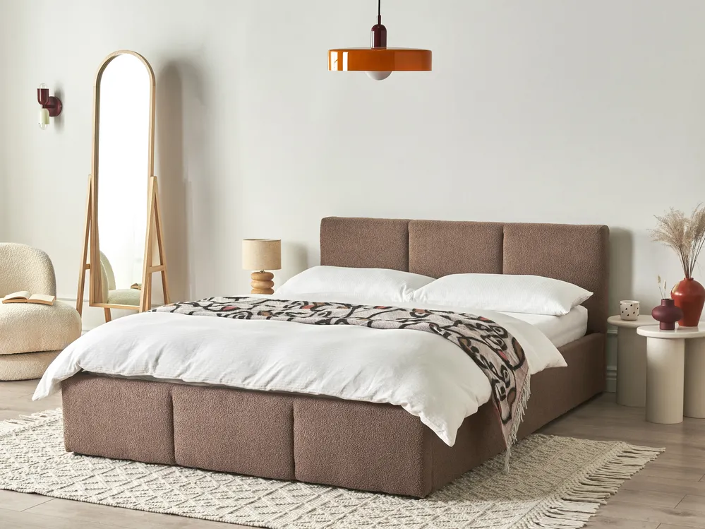 Boucle Ottoman Bed Taupe BOUSSE Various Sizes