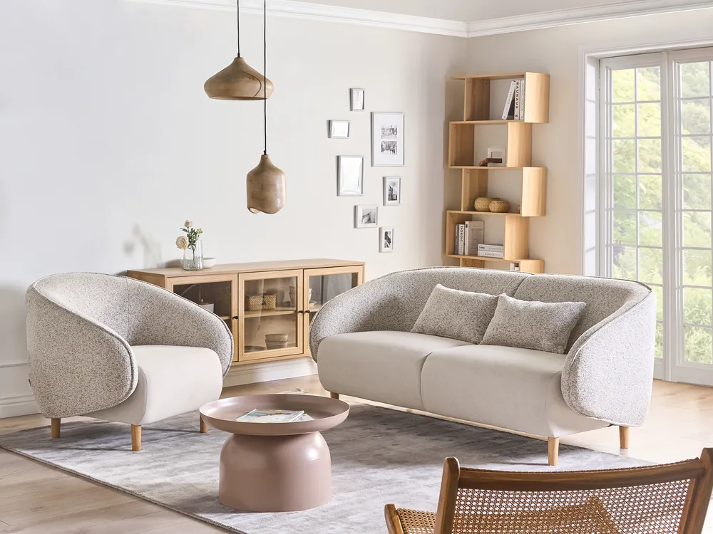 Living Room Set UMEA Fabric Light Beige
