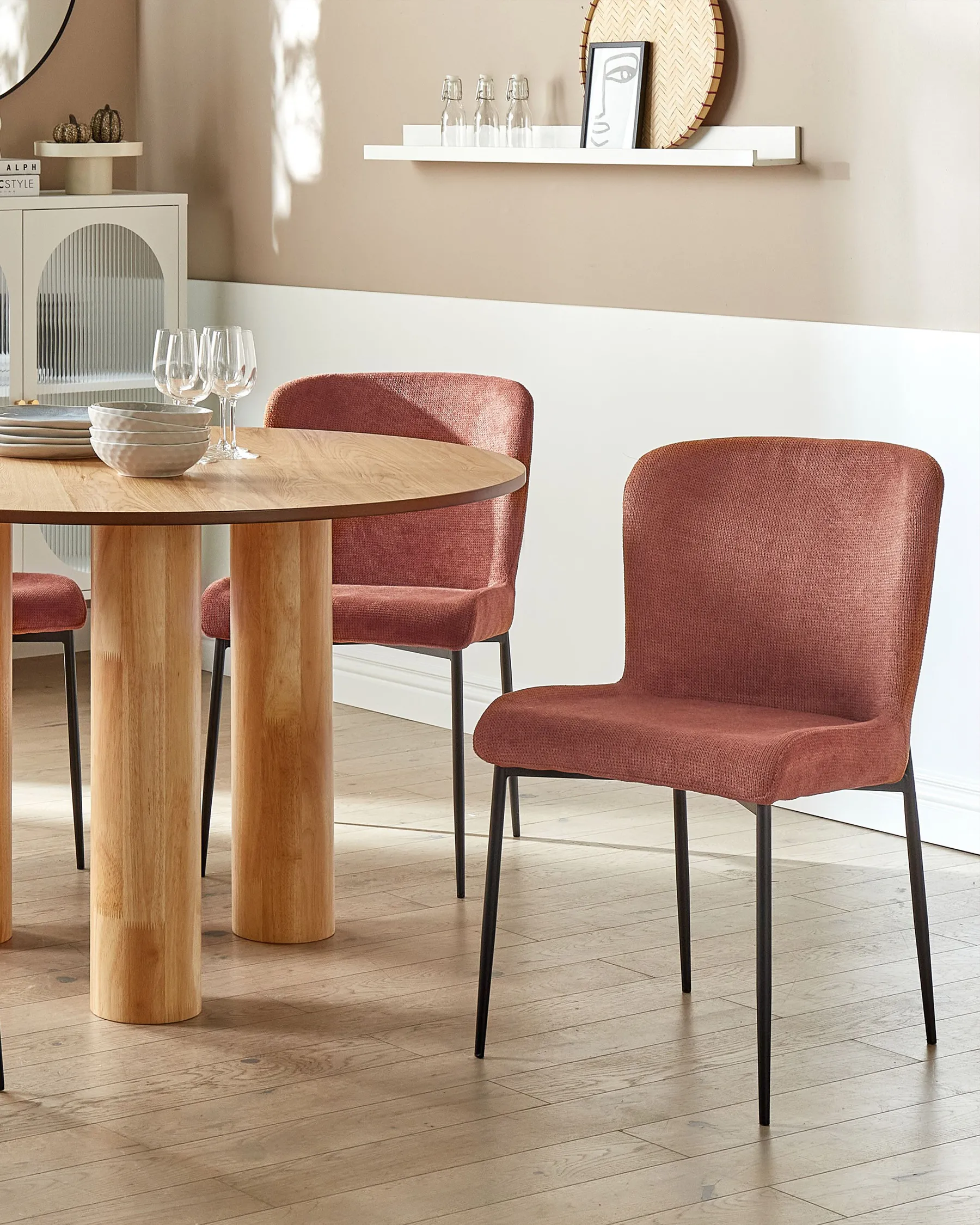 Set of 2 Dining Chairs ADA Fabric Brown_873316