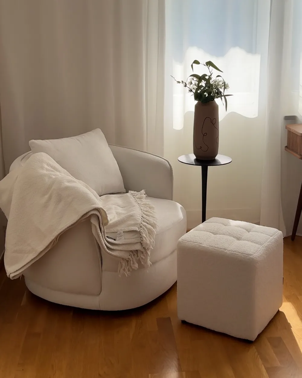 Pouffe KANSAS Boucle White_1001574