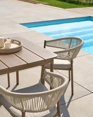 Garden Dining Table FLAVIA 185 cm 96 cm Metal Brown_1050259
