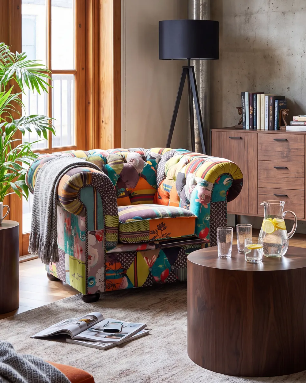 Armchair CHESTERFIELD Fabric Light Green