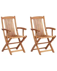 Set of 2 Garden Chairs MAUI II Acacia Wood Light Brown_926426