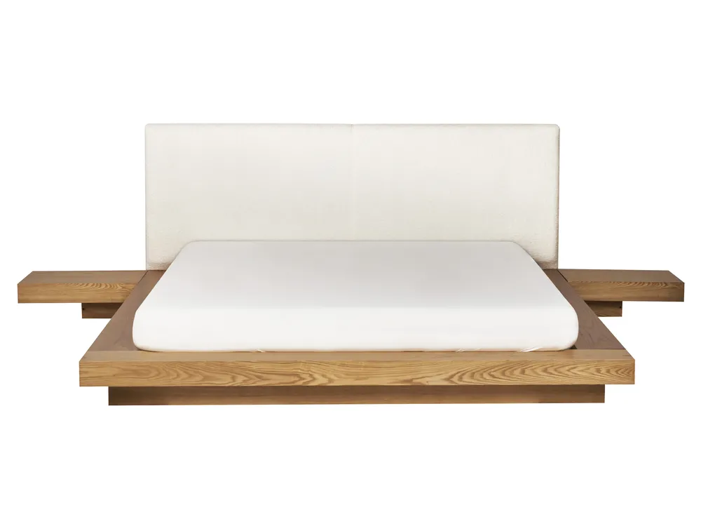 Sänky LED-valolla Buklee ZEN 160 x 200 cm LED-valo Luonnollinen saarniviilu_931179