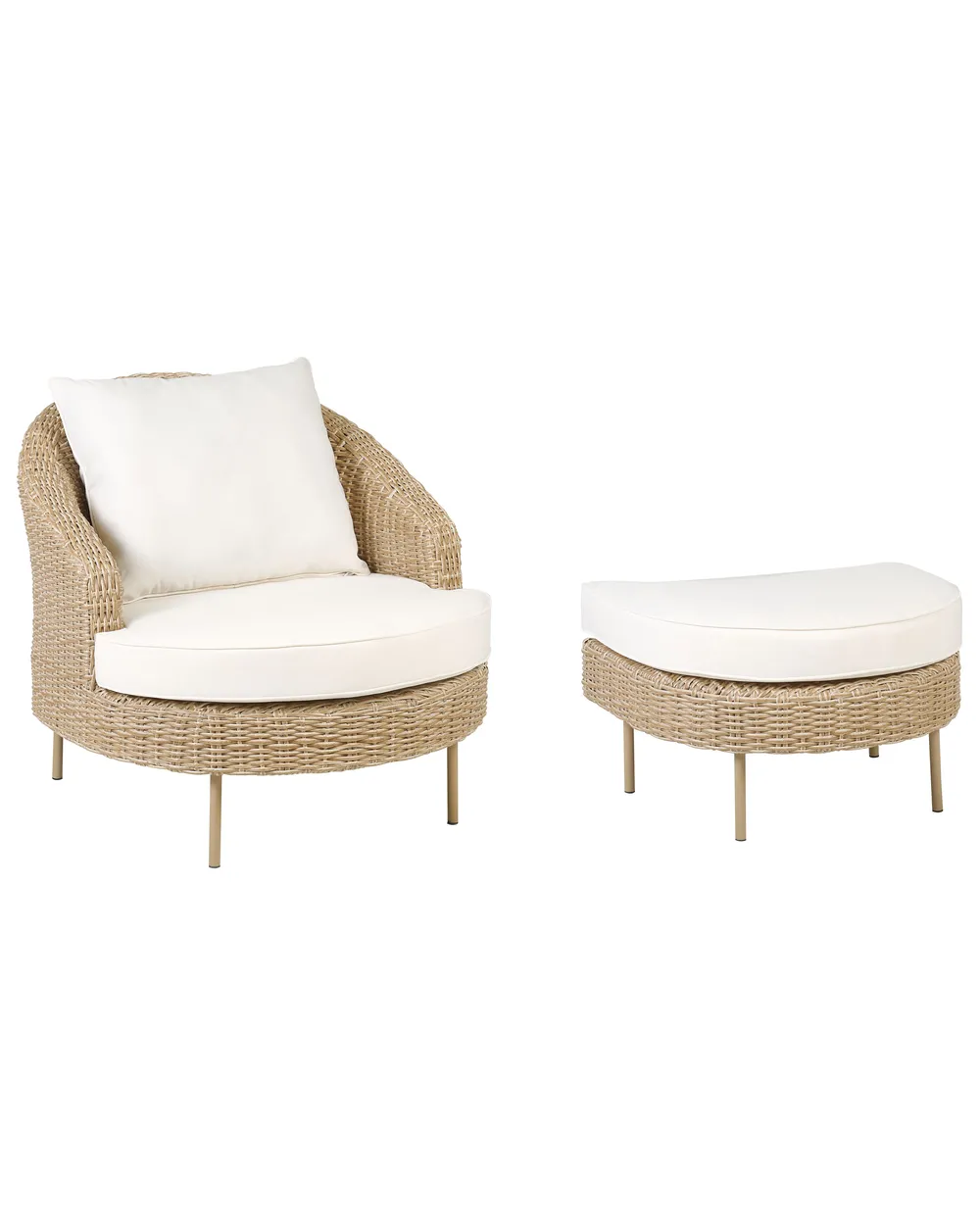 Garden Armchair with Ottoman ARCILLE II PE Rattan Natural_867970