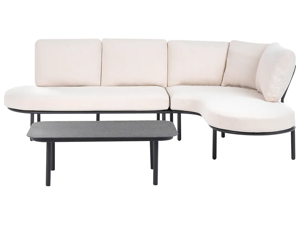 Garden Sofa with Table 4 Seater POLLINA Metal Black_1080501