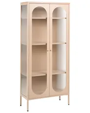 Glass Display Cabinet FOXTON 80 cm Metal Beige_1108603