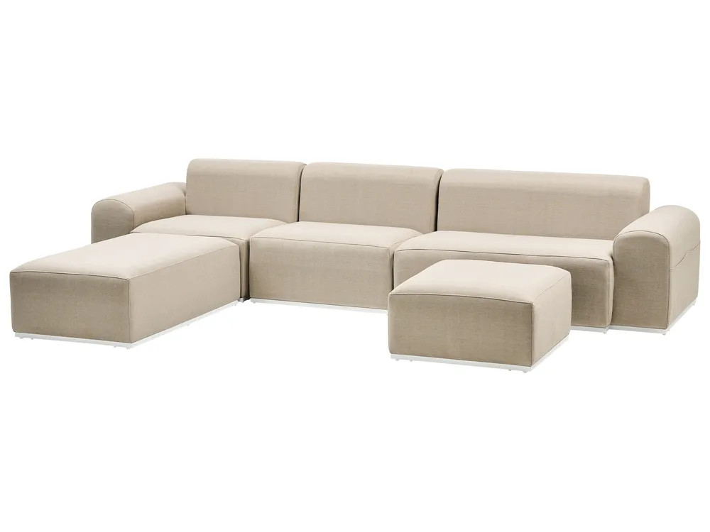 Trädgårdssoffa med fotpall 7-sits BATTIFOLLO Modulär Beige_933837