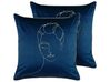 Set of 2 Decorative Cushions CROCUS 45 x 45 cm Velvet Dark Blue Abstract Pattern