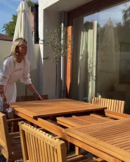 Extending Garden Dining Table CESANA 180/240 cm 100 cm Acacia Wood Light Brown_1017670