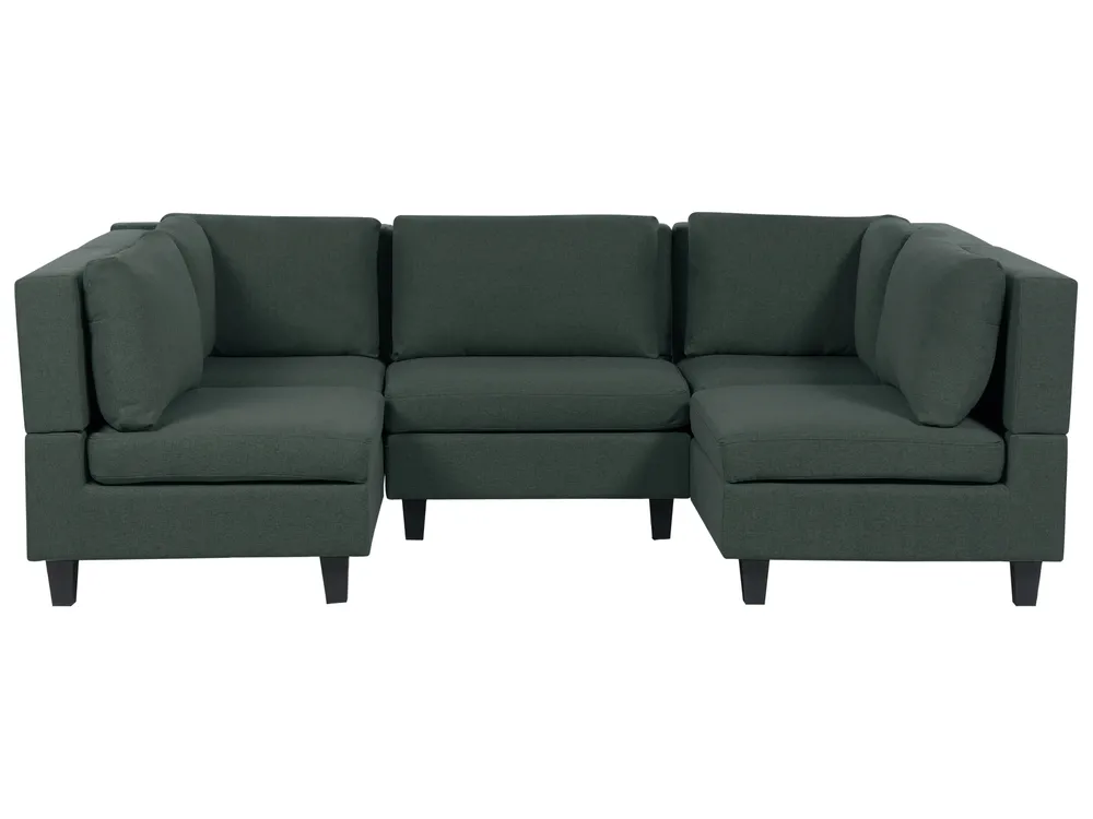 Modular U-Shape Sofa 5 Seater UNSTAD Fabric Dark Green