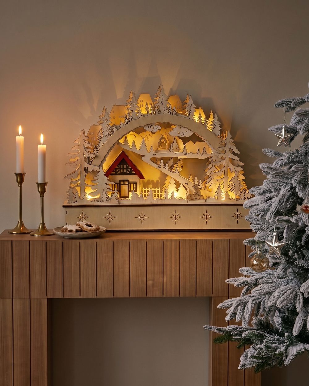 Juledekorasjon LED GOKSJO 33 cm Lysebrun
