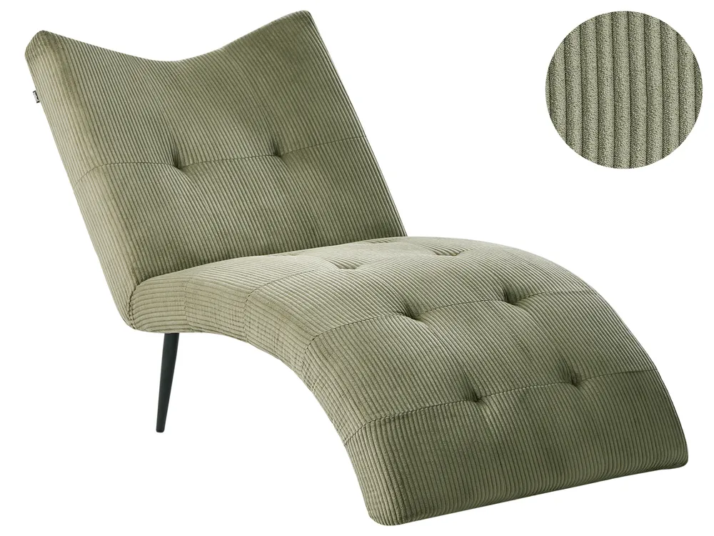 Chaise Longue QUILLY Corduroy Green