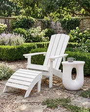Trädgårdsstol ADIRONDACK med fotpall Vit_809484