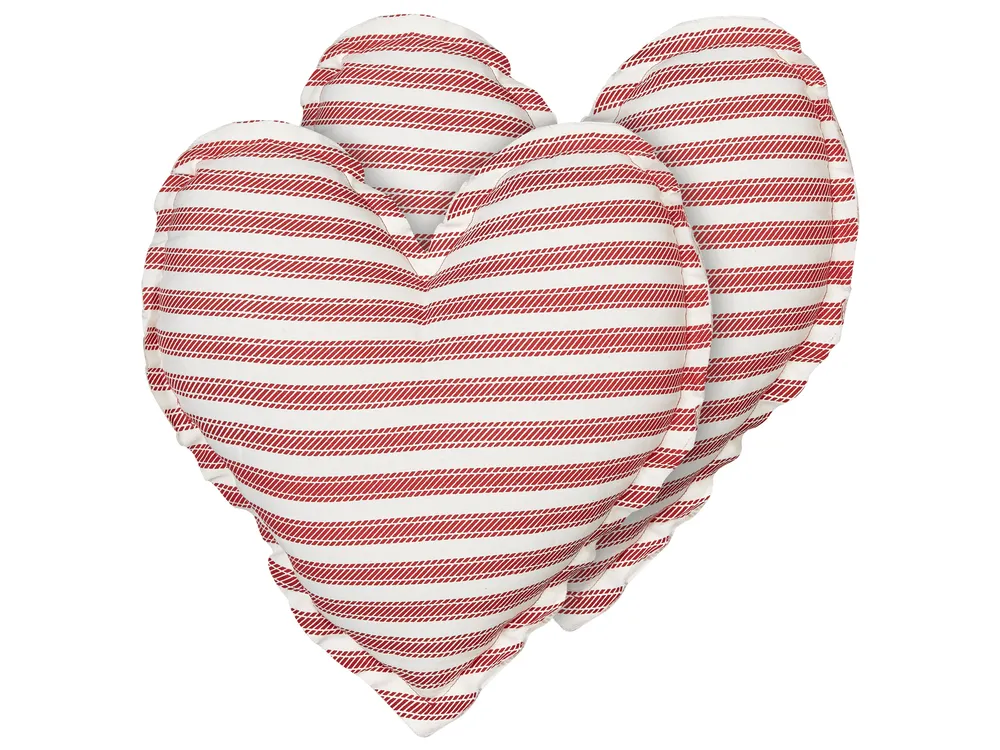Set of 2 Decorative Cushions RUBIA 45 x 45 cm Cotton Red Striped