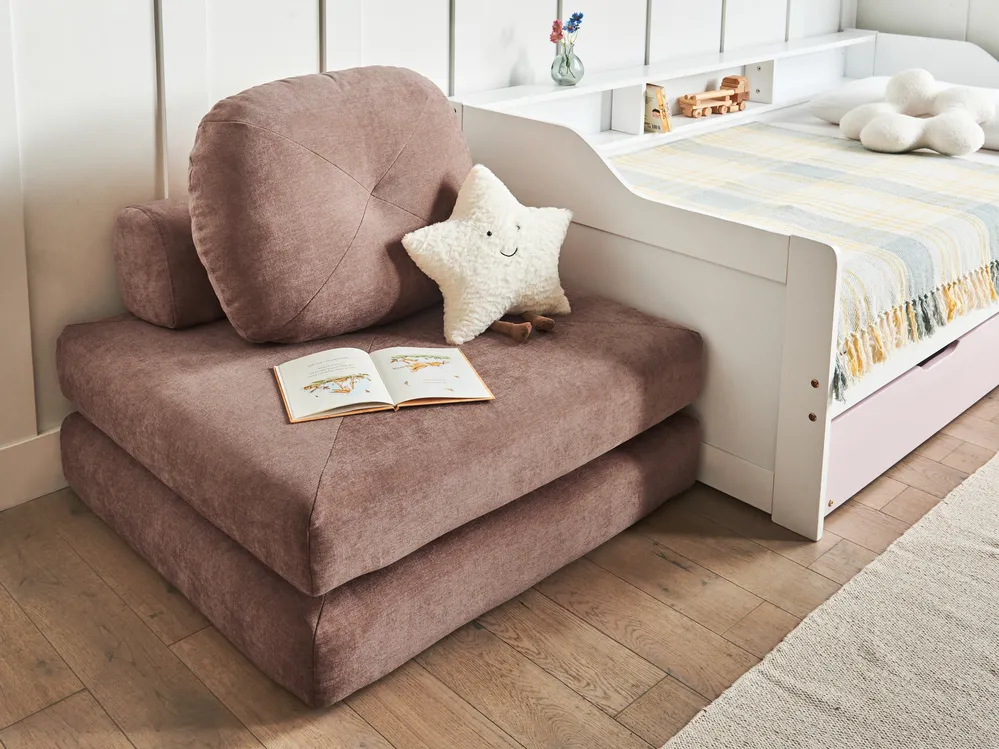 Single Sofa Bed OLDEN Chenille Brown_980893