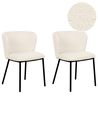 Set of 2 Dining Chairs MINA Boucle Off-White