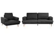 Living Room Set 4 Seater KILDAL Fabric Black_1058722