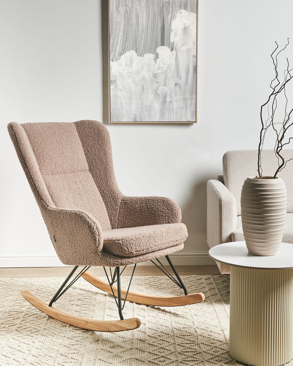 Rocking Chair LUOMA Boucle Beige