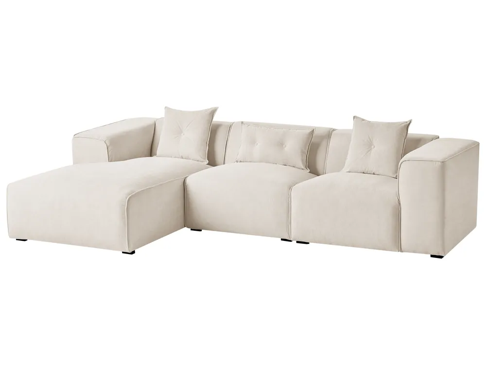 Corner Sofa 3 Seater DOLVA Corduroy Off-White Right Hand_979363