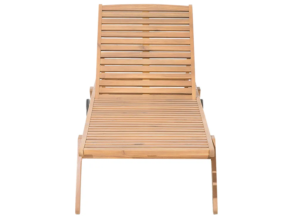 Sun Lounger CESANA Reclining Acacia Wood Light Brown_691163