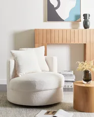 Swivel Armchair DALBY Boucle White_958787