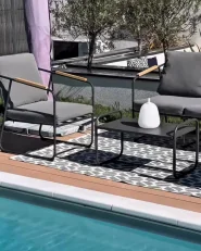 Garden Lounge Set with Table 4 Seater VEZZANA Metal Grey_994177