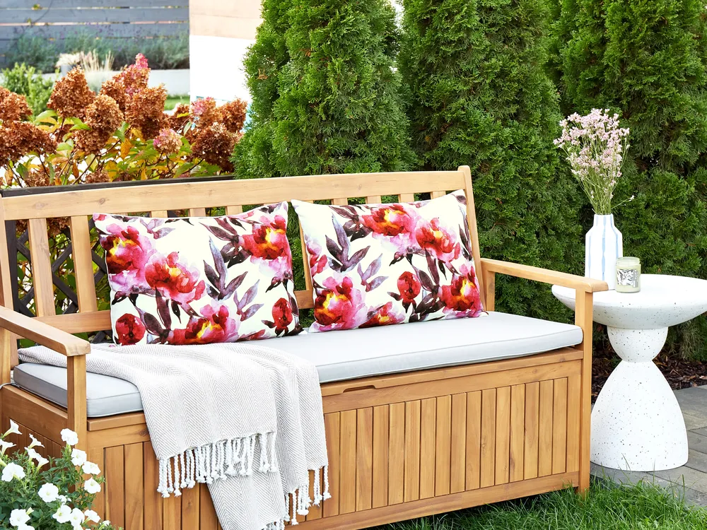 Set of 2 Outdoor Cushions LANROSSO Floral Pattern 40 x 60 cm Pink_905327