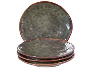 Set of 4 Side Plates THYME Stoneware Dark Green_957266