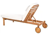 Sun Lounger with Cushion LATERZA  Reclining Certified Acacia Wood White_1165856