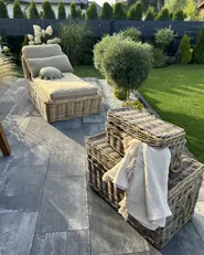 Sun Lounger with Cushion BELSITO Rattan Natural_940042